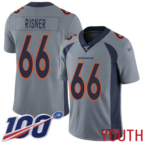 Youth Denver Broncos #66 Dalton Risner Limited Silver Inverted Legend 100th Season Football NFL Jersey